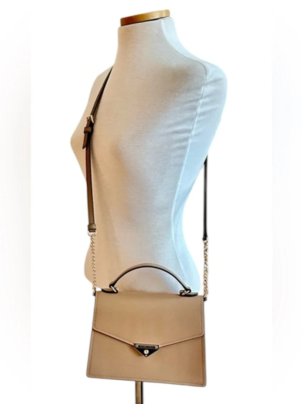Michael Kors Grace TH Saffiano Leather Satchel Handle & Shoulder Bag MED Tan NWT